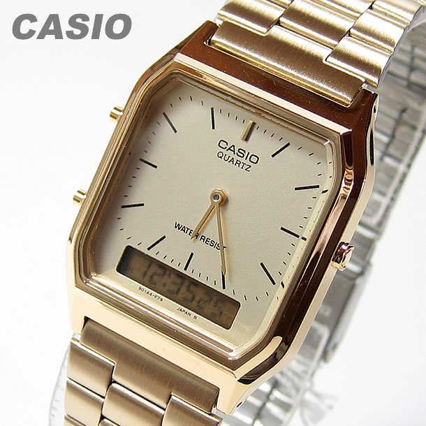 CASIO カシオ AQ-230GA-9D/AQ230GA-9D アナデジ メタルベルト ゴールド キッズ 子供 かわいい ユニセックス チープカシオ チプカシ 腕時計 【あす楽対応】