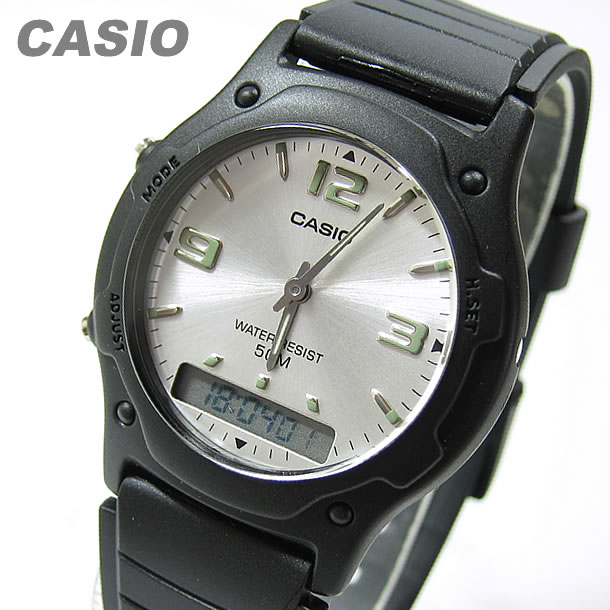 CASIO カシオ AW-49HE-7A/AW49HE-7A ベーシック アナデジ ラウンド シルバー キッズ 子供 かわいい ユニセックス チープカシオ チプカシ 腕時計 【あす楽対応】