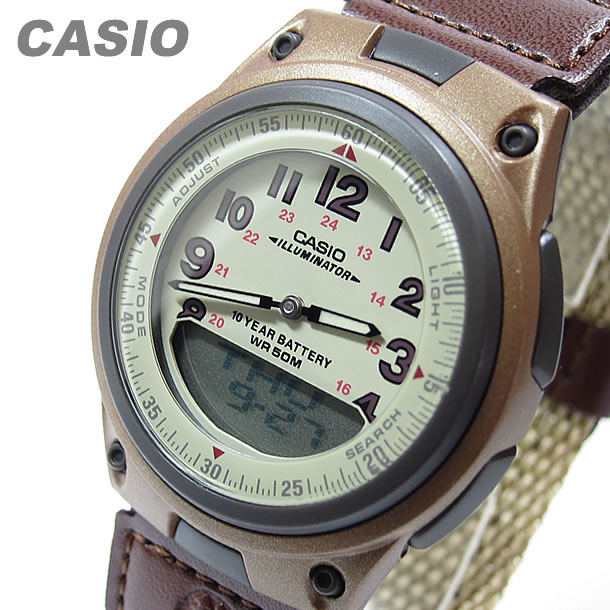 CASIO カシオ AW-80V-5B/AW80V-5B ベーシック アナデジ ベージュ/ブラウン  ...