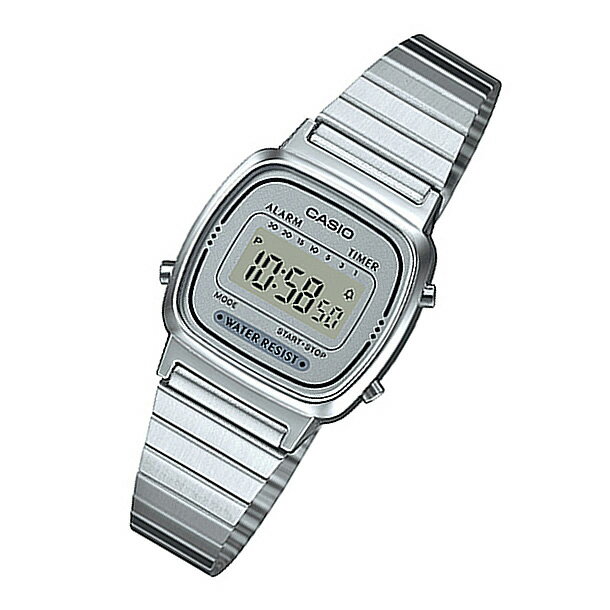 CASIO カシオ LA-670WA-7/LA670WA-7 スタンダード デジタル オールシルバー キッズ 子供 かわいい レディース チープカシオ チプカシ 腕時計
