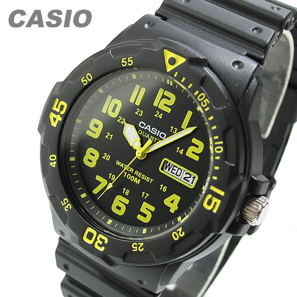 CASIO カシオ MRW-200H-9B/MRW200H-9B スポーツギア ミリタリーテイスト イエローインデックス ペアモデル キッズ 子供 かわいい メンズ チープカシオ チプカシ 腕時計 【あす楽対応】