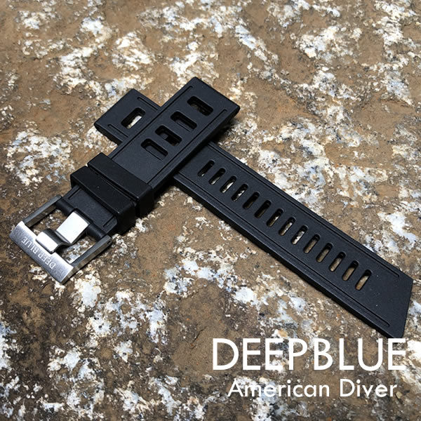 【ラグ幅：24MM/22MM 130/75】 DEEP BLUE ディープブルー HYDRO 91 H91BK DIVER 天然ゴム ダイバーズ ラバーベルト 替えベルト ブラック 腕時計用【あす楽対応】