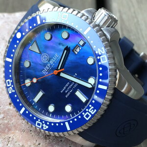 DEEP BLUE（ディープブルー）ダイバーズウォッチ MASTER 1000 II 44MM 330M/30気圧防水 SEIKO 自動巻きムーブメント セラミックべセル ブルーマザーオブパール MSTR442BLMOP 腕時計