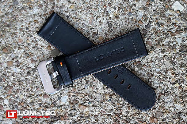 【22MM／20MM 120／80】 LUM-TEC （ルミテック） ST315-22 本皮レザーベルト／ストラップ オレンジセンターコンポジット ブラック 替えベルト 腕時計用