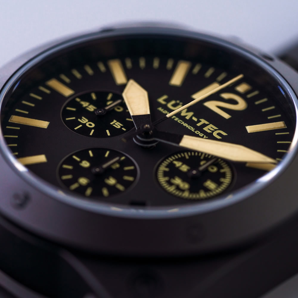 【500本限定生産】 LUM-TEC/LUMTEC ルミテック BULL42 A26 SEIKO SII VK67 日本製 クォーツムーブメント PVD ブラック ミリタリーウォッチ ラバーベルト メンズウォッチ 腕時計