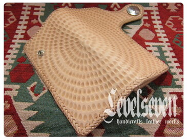 【Lv7 バイカーズウォレット ライダースウォレット カービングレザー 長財布 ロングウォレット】 二つ折り オールハンドメイド カービングレザー 本格バイカーズウォレット ナチュラル VA-R001-NA 【LEVEL SEVEN/レベルセブン】 【あす楽対応】