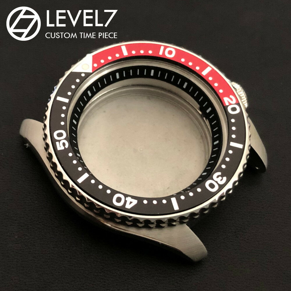 【直径38mm/内径31.5mm 】アルミ製 ベゼルインサート フラット型 12時位置 ルミナスドット COKE/コーラカラー ブラック/レッド インデックス MOD カスタム用パーツ VBA002 LEVEL7