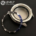 【直径38mm/内径31.5mm 】アルミ製 ベゼルインサート フラット型 12時位置 ルミナスドット ブラック/ネイビーブルー インデックス MOD カスタム用パーツ VBA004 LEVEL7