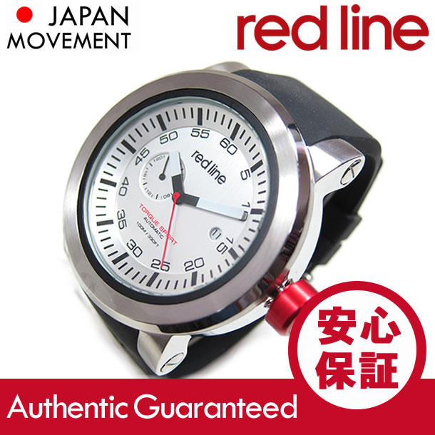 RED LINE（レッドライン） 50046-02BK-BKST Torque Sport／トルクスポート 自動巻き ラバーバンド ブラック×シルバー メンズウォッチ 腕時計
