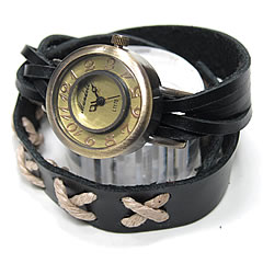 【T2N アンティーク調・アンティーク風 レトロ 腕時計】 T2N-WE2001-BK ラップブレス ハンドメイドレザーベルト ブラック レディースウォッチ 【あす楽対応】