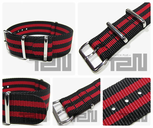 【280MM/20MM NATOベルト】 T2N Strap T2Nストラップ AN20NT-4RD2 Bond ボンドストライプ レッド NATOナイロンベルト 高級ナイロンストラップ 4RING ミリタリーテイストの腕時計用 替えベルト NATOストラップ10P12Sep14