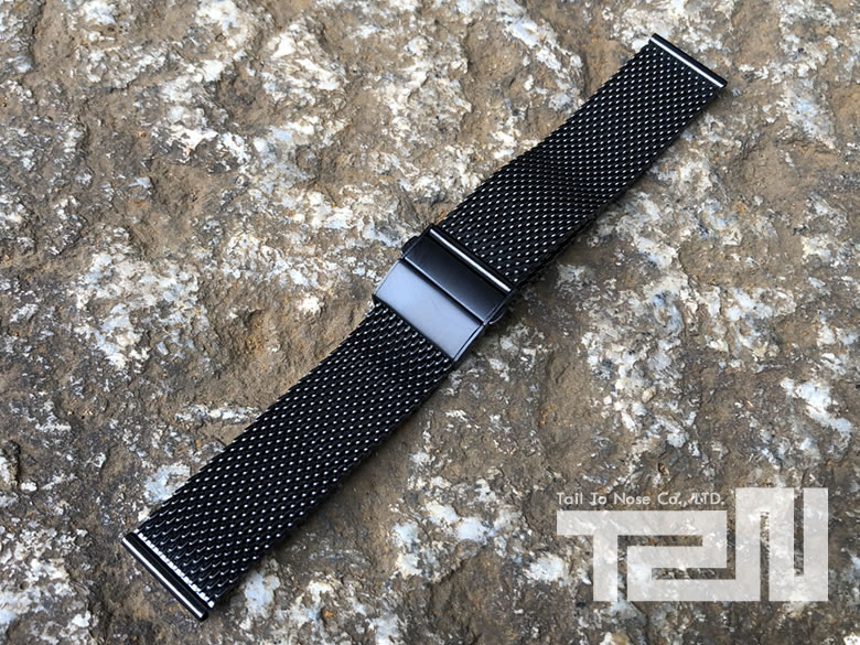 【ステンレスメッシュベルト 20MM/22MM】T2N Strap/T2Nストラップ WBSS1607-BK ステンレスメッシュベルト/バンド 替えベルト ブラック 腕時計用