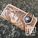 財布 長財布 ハンドメイドロングウォレット イーグル/ワシ/タカ フィギュアカービング 手彫り 手縫い イタリアンレザー ヌメ革 バイカーズウォレット 日本製 LWB-H001EAGLE-TA LEVEL7(4)