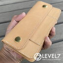財布 ロングトラッカーズウォレット/ミニウォレット Sサイズ（横約174mm） イタリアンレザー アッズーラ製のナチュレ 生成りのヌメ革使用 ナチュラル/ベージュ系 日本製 真鍮ホック TCWS-NA LEVEL7