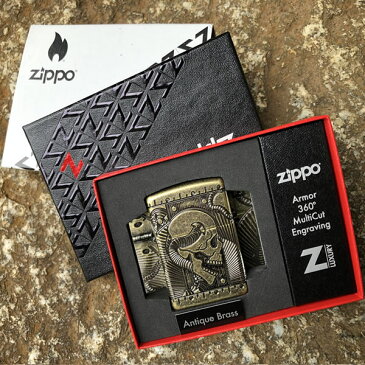 【メール便送料無料】【並行輸入品】 ZIPPO ジッポー STEAMPUNK SCULL スカル オイルライター レギュラーサイズ アンティークブラス ブロンズ 29268