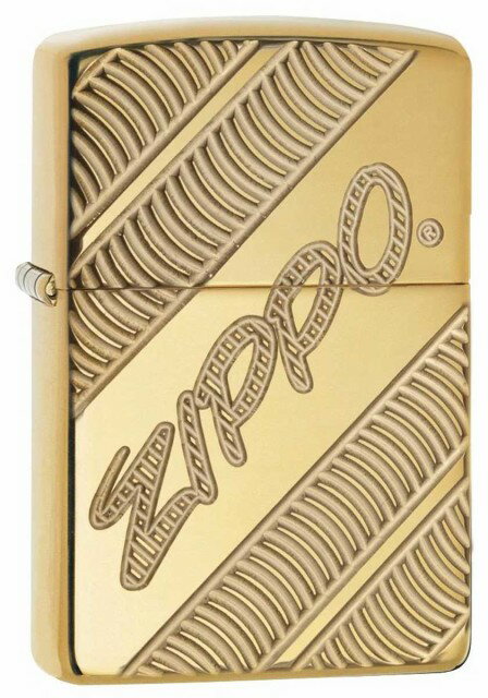 【並行輸入品】 ZIPPO ジッポー ロゴ オイルライター レギュラーサイズ ポリッシュ ゴールド 29625