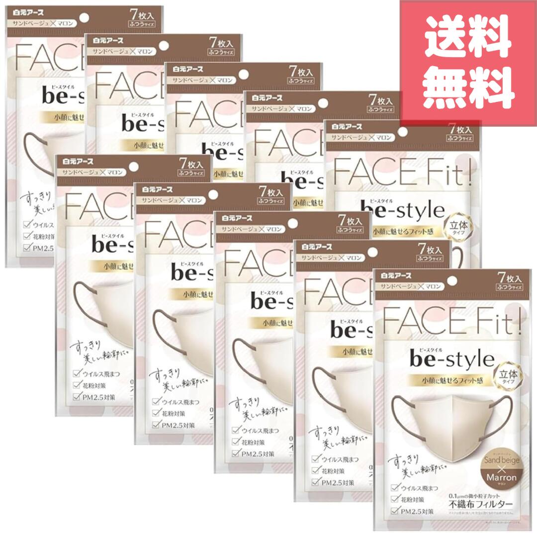 楽天GOODYS　楽天市場店【ビースタイル 立体マスク サンドベージュ×マロン ふつうサイズ 7枚入10袋セット】合計70枚 上品なバイカラーで大人可愛い印象 小顔見えする立体構造 化粧がつきにくく快適フィット 花粉対策 風邪予防 ウイルス対策 通勤 個包装タイプの使い捨てマスク 日用品サンプル付き