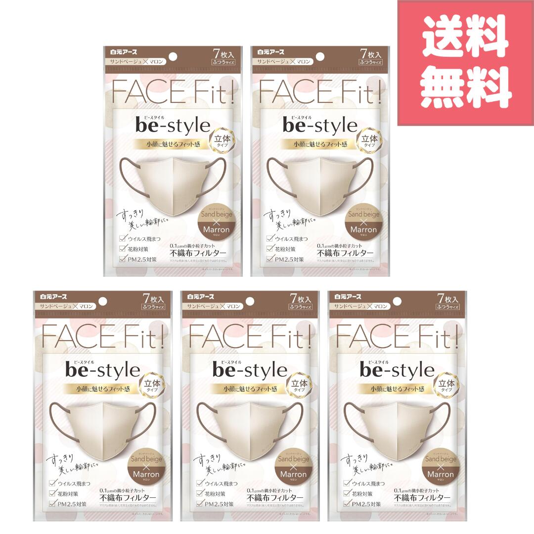 楽天GOODYS　楽天市場店（＼先着10名様20％OFFクーポン配布中／ ）【ビースタイル 立体マスク サンドベージュ×マロン ふつうサイズ 7枚入×5袋セット】合計35枚 上品なバイカラーで大人可愛い印象 小顔見えする立体構造 化粧がつきにくく快適フィット 花粉対策 風邪予防