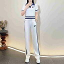 セットアップ ジャージ ポロシャツ ロング丈 袖あり 半袖 襟付き スリム タイト 細身 ストレート Iライン 上下セット 2点セット ツーピース シンプル カ...