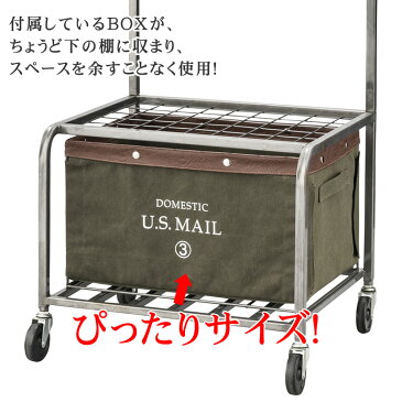 ハンガーラック ビンテージ ポールハンガー キャスター付き高さ 約166 CM 収納ボックス付き US メール ( 送料無料 一人暮らし おしゃれ )