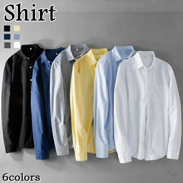樂天商城 - シャツ 長袖シャツ コットン メンズ スリム カジュアルシャツ shirt M-3XL トップス 無地 シンプル ビジネス Yシャツ 春服 秋物 シャツジャケット 新品 綿 シャツメンズ 長袖 綿100％ シャツ