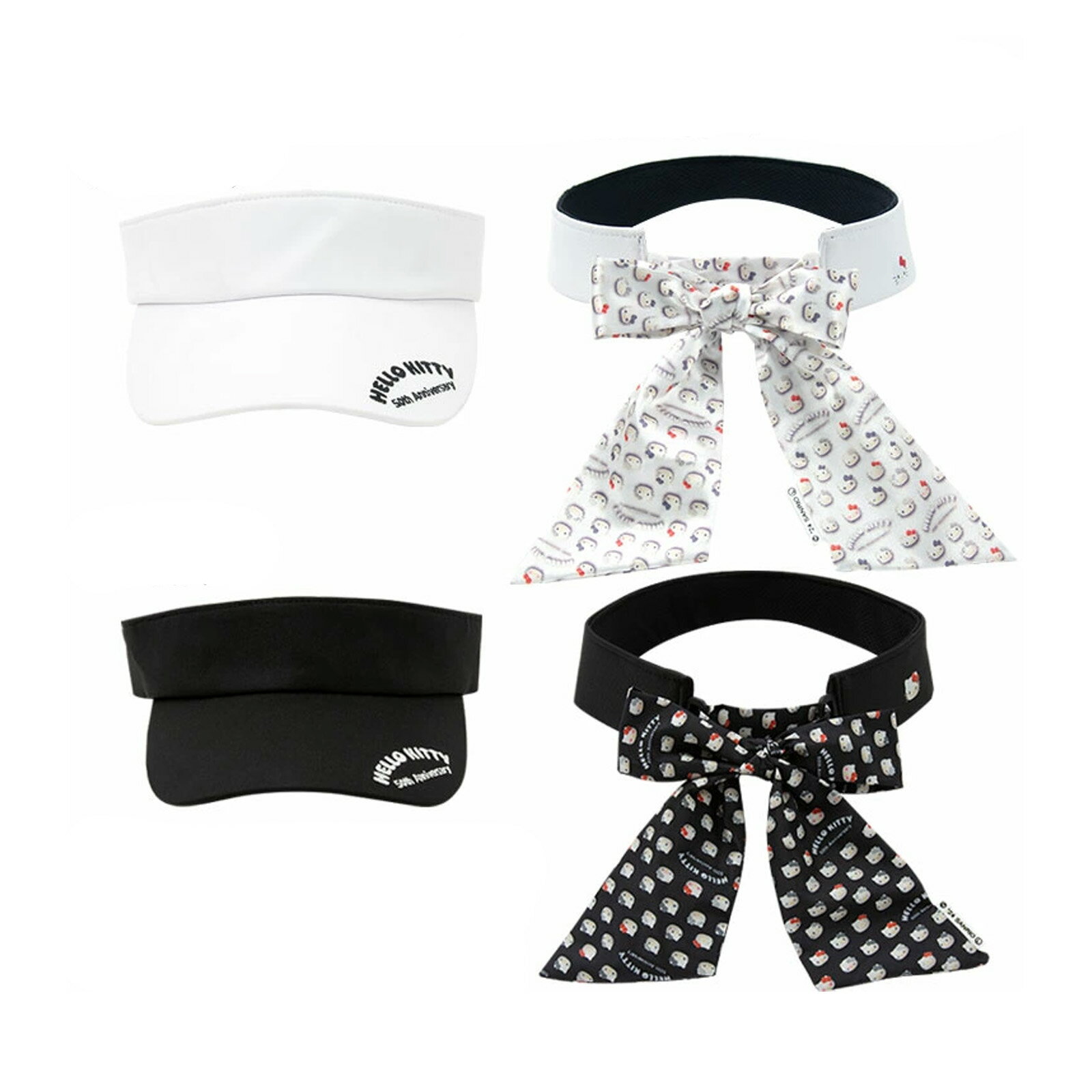 レディース サンバイザー 帽子 スポーツ ハローキティ50周年記念 リボン付き サンバイザー 84032470 【IR】