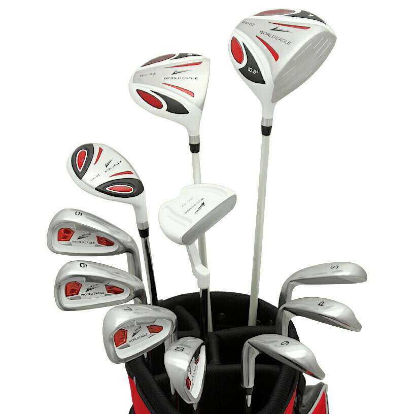ワールドイーグル 5Z-WHITE メンズゴルフクラブ14点フルセット レッドバッグVer. 右用【add－option】