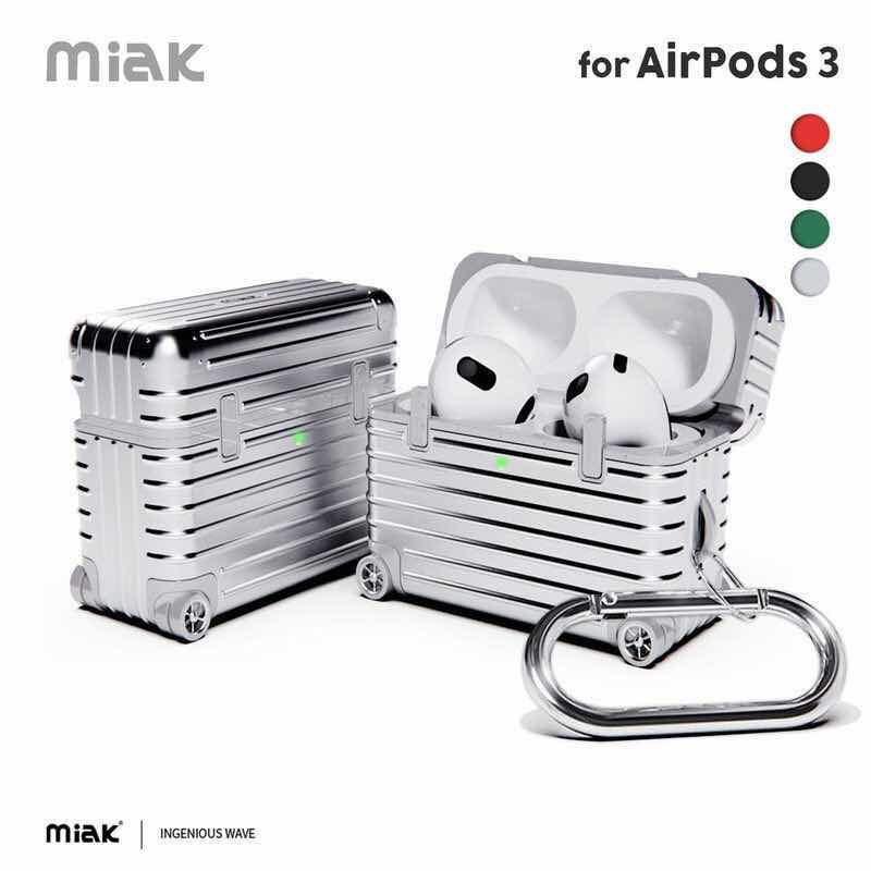 AirPods 3 用 CaseAirPods 第3世代 ケース ハードケース MIAK キャリーケース スーツケースエアーポッズ カバー ワイヤレス充電 Qi 対応 ポリカーボネート TPU Apple AirPodsカバー エアーポッヅ デコ オシャレ MA22088AP3SVRoa 10P 4570047560882