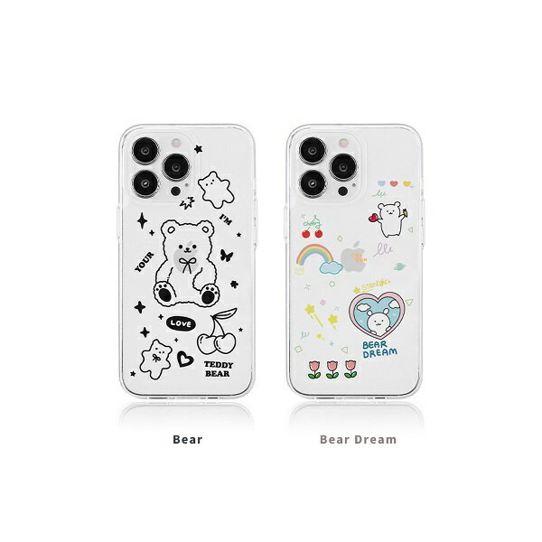 iPhone15 / 15 Pro ケース カバーAKAN iPhone 15 / 15 Pro ソフト クリアケース ベア Bear Dream 透明 カバーアニマル 動物 くま スマホケースapple docomo au softbankroa AK25618i15 4570047596188