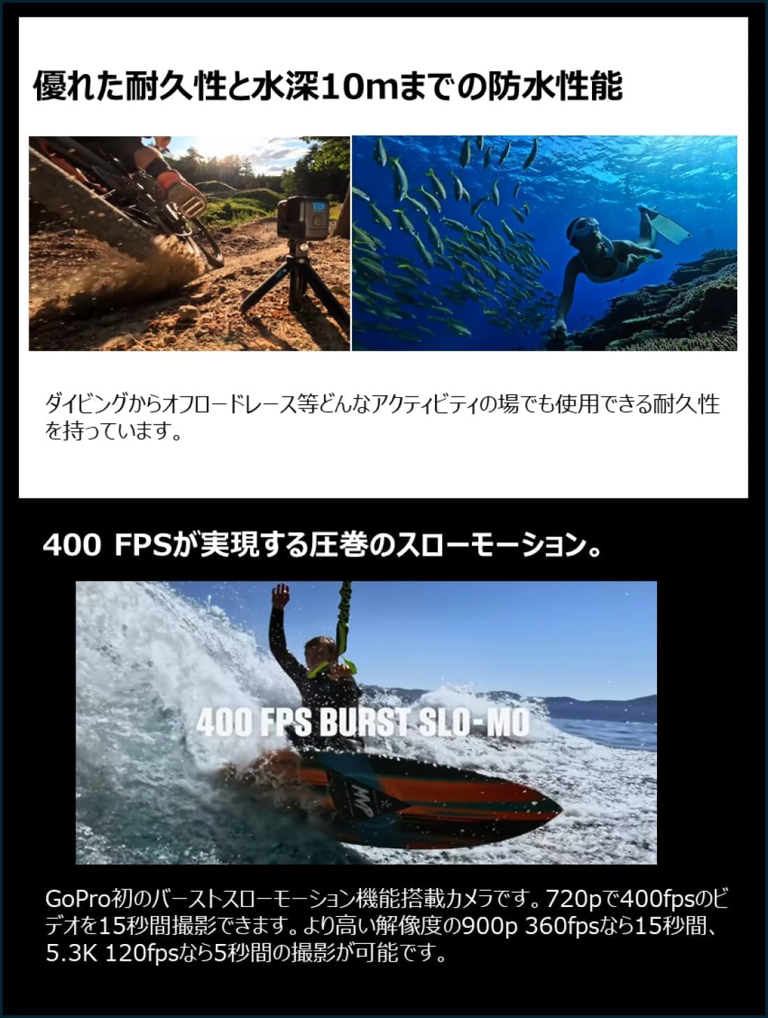 GoPro HERO13 Black アクションカメラ ゴープロ 5.3K動画手ブレ補正 水深10m防水 W...