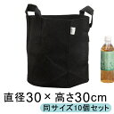 ガーデンバック 30cm 19リットル【10枚セット】 植木鉢 布鉢 持ち手 丸 黒 不織布 鉢 厚生地 1.5mm ポリエステル