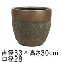 【楽天ランキング受賞】 植木鉢 おしゃれ 軽量 ファイバーストーン ポット ツートン ブラウン系 33cm 10リットル