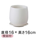 陶器鉢 オスト エッグ ボウル 16cm 白 つや無 鉢カバー 受皿付 植木鉢 おしゃれ かわいい 室内