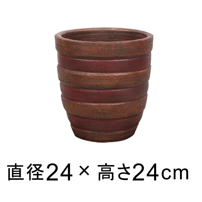 横じま 丸深型 ツートン 茶色系 S 24cm 6.5リットル 【色が濃いなど個体差があります】