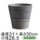 硬質・合成樹脂製 鉢カバー 横ライン 丸型 31cm チャコール系 8号鉢適合 鉢カバー 鉢底穴無 ◆穴あけ加工の選択可◆