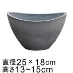 硬質・合成樹脂製 鉢カバー だ円型 25cm グレー系 鉢底穴無 ◆穴あけ加工の選択可◆