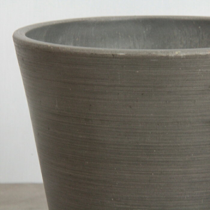 硬質・合成樹脂製 丸型 14.3cm チャコール系 鉢底穴無 ◆穴あけ加工の選択可◆