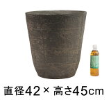 植木鉢 おしゃれ 大型 軽量・合成樹脂製ポット 丸型 42cm 39リットル ウッドブラウン系 10号鉢適合 鉢カバー