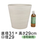 硬質・合成樹脂製 鉢カバー エコフレポット 31cm ホワイト系 8号鉢適合 鉢底穴無 ◆穴あけ加工の選択可◆
