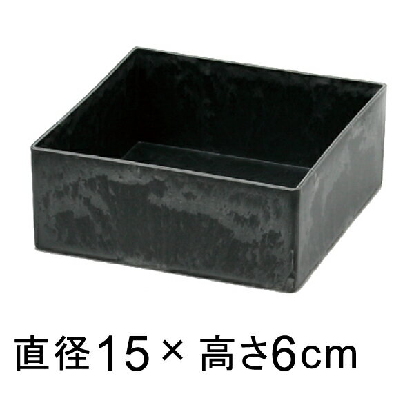 樂天商城 - プラスチックポット 〔043066〕 正方形 浅 角 15cm 黒灰 ブラックグレー 鉢底穴無 ◆穴あけ加工の選択可◆