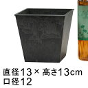 プラスチックポット 〔043070〕角 13.5cm 黒灰 ブラックグレー 4号鉢用 鉢カバー 鉢底穴無 ◆穴あけ加工の選択可◆ その1