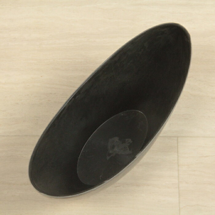 プラスチックポット 〔043076〕 舟形 だ円 24cm 黒灰 ブラックグレー 鉢底穴無 ◆穴...