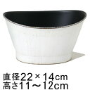 プラスチックポット 〔043141〕 だ円型 22cm アンティークホワイト 鉢底穴無 ◆穴あけ加工の選択可◆