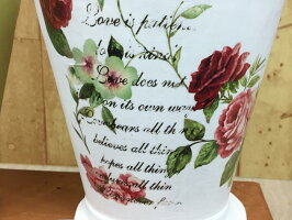 ローズプリント柄ハンドメイド風インドアポット植木鉢おしゃれ丸型15cm6色セット〔受皿付〕
