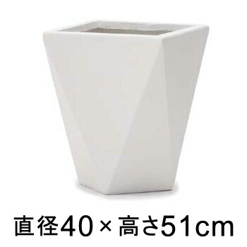大型 おしゃれ 植木鉢 ポリゴ デルタ 40cm ホワイト 50リットル 陶器やテラコッタより軽量なセメントプランター 【メーカー直送・日時指定不可・同梱不可・代引不可・返品不可】【プロフェッショナル】
