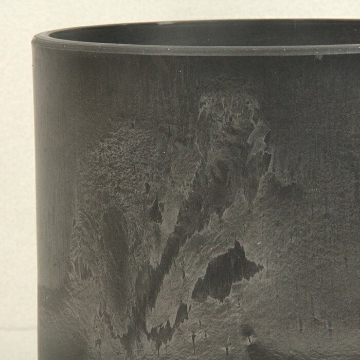 おしゃれ 植木鉢 シリンドポット 寸胴 15cm 受皿付 ブラック系 硬質 樹脂 観葉植物...