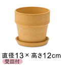 おしゃれ 植木鉢 ウッドストーンプラポット 13.5cm 4号 受皿付 レモン アートストーン