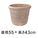 【楽天ランキング受賞】 横ライン 丸リム型 アンティーク 素焼き鉢 テラコッタ鉢 rv0015l-an 55cm 57リットル 【メーカー直送・日時指定不可・同...