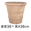 横ライン 丸型 アンティーク 素焼き鉢 テラコッタ 鉢 テラコッタ鉢 RV 36cm 17リットル ショコラ