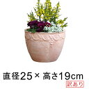  模様入り 丸型 HM白粉 素焼き鉢 テラコッタ鉢 おしゃれ 植木鉢 小 25cm 6リットル 